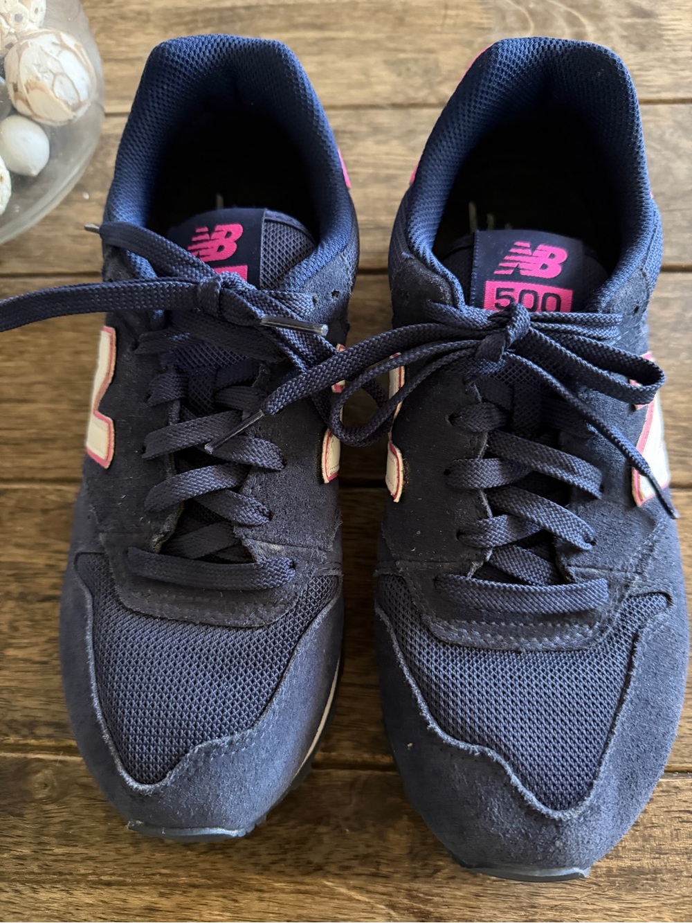 New Balance Navy Sneakers with Pink Accents